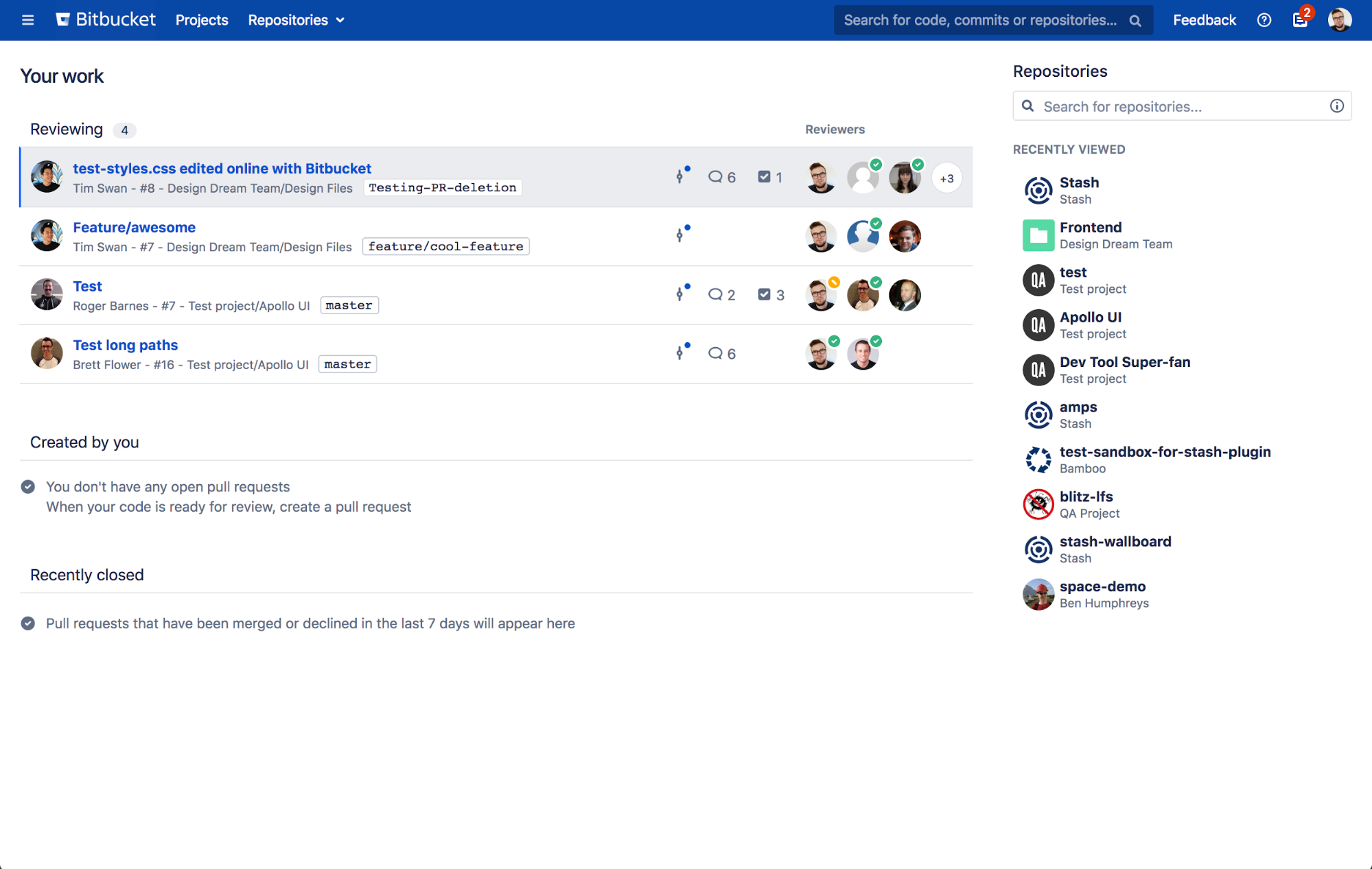 Final design of bitbucket
                    dashboard